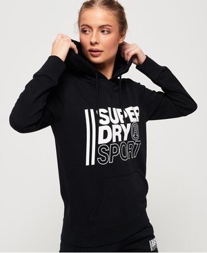 Superdry Core Sport Overhead Női Kapucnis Pulóver Fekete | PWUMC1475